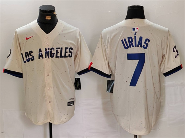 Men's Los Angeles Dodgers #7 Julio Urías Cream Stitched Baseball Jersey Men's Los Angeles Dodgers #7 Julio Urías Cream Stitched Baseball Jersey